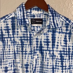 Indigo dyed button up shirt